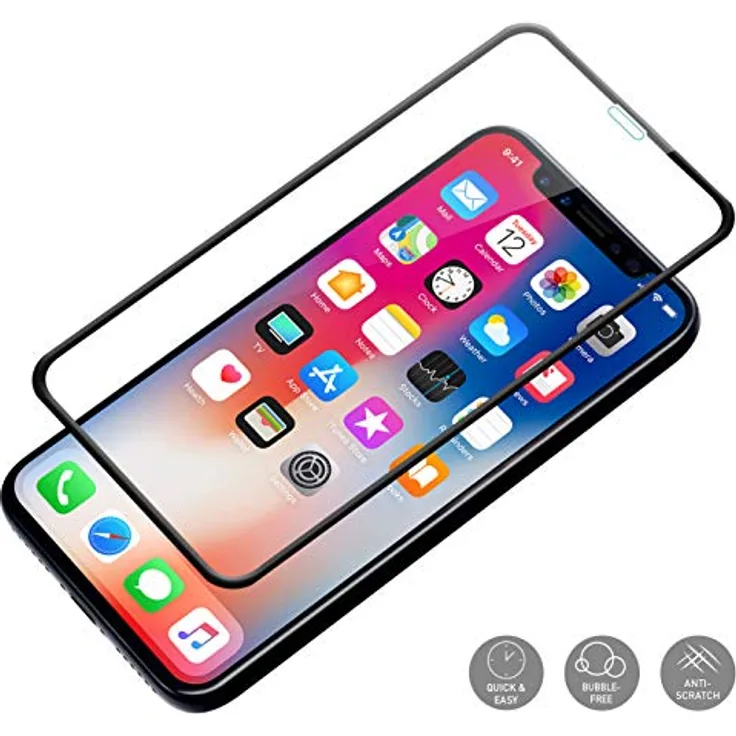 KMP Hartglas Premium Displayschutz für iPhone XR - schwarz - Schutzglas - Screen Protection