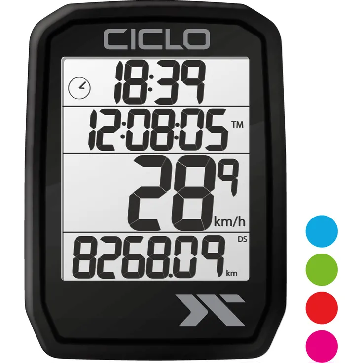 CICLO PROTOS 205 drahtloser Fahrradcomputer, in schwarz, mit 5 automatischen Funktionen