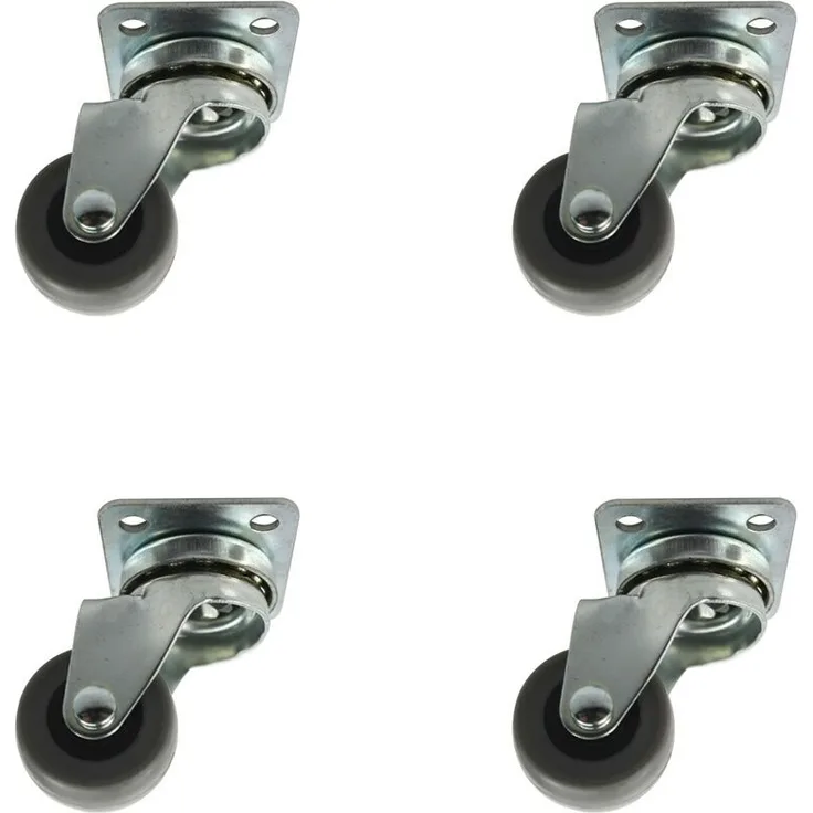 Ms Beschläge - 4er Set Hartgummirollen 30mm Möbeltransportrollen mit Anschraubplatte Metall