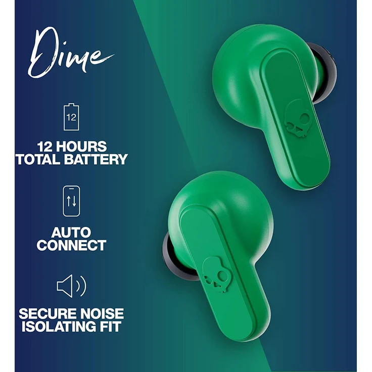 SKULLCANDY Dime In-Ear Kopfhörer mit Bluetooth, Mikrofon, spritzwassergeschützt, grün – Bild 2