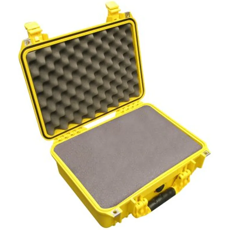 PELI 1500 Beliebter Koffer für Kamera, Drohne und Elektronische Instrumente, IP67 Wasserdicht, 19L Volumen, Hergestellt in Deutschland, Mit Schaumstoffeinlage (Anpassbar), Gelb
