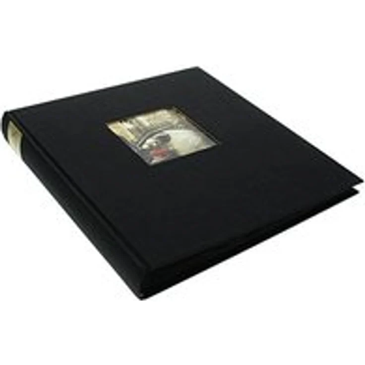 goldbuch Fotoalbum mit Fensterausschnitt, Bella Vista, 30 x 31 cm, 60 schwarze Seiten mit Pergamin-Trennblättern, Leinen, Schwarz, 27977