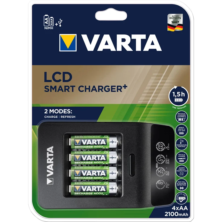 Varta LCD Smart-Plus Rundzellen-Ladegerät inkl. Akkus NiMH Micro (AAA), Mignon (AA) – Bild 3