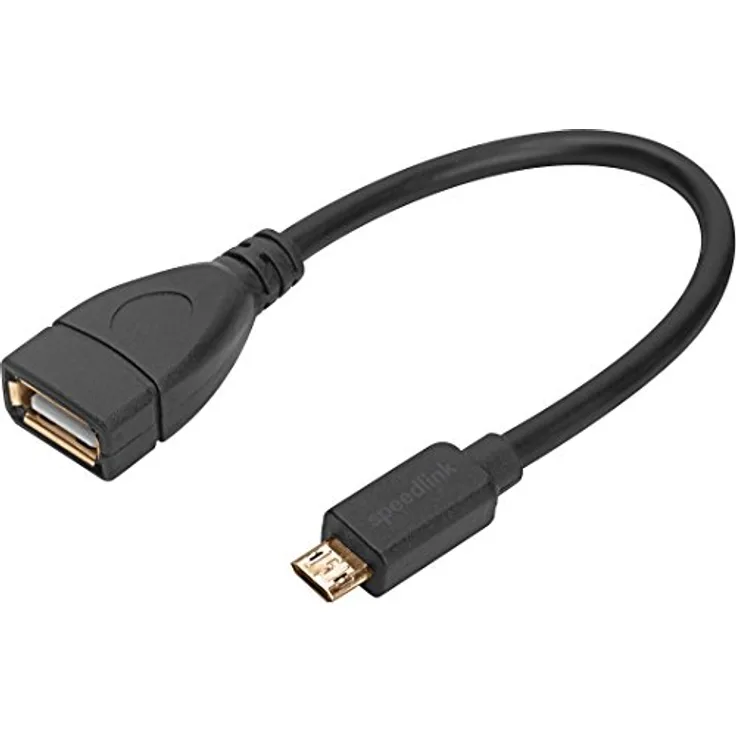 Speedlink Mikro-USB auf USB 2.0 OTG Adapter HQ (Vergoldete Kontakte, bis zu 480 Mbit-s, 0,15m) schwarz