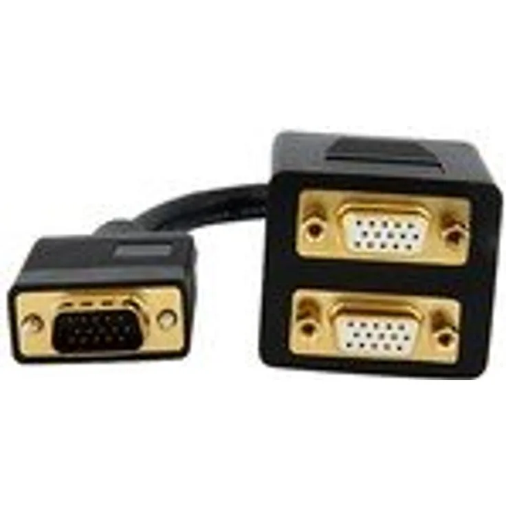 StarTech.com VGA auf 2x VGA Splitter-Kabel - St/Bu - VGA-Splitter - HD-15 (M) - HD-15 (W) - 30cm - Schwarz (VGASPL1VV)