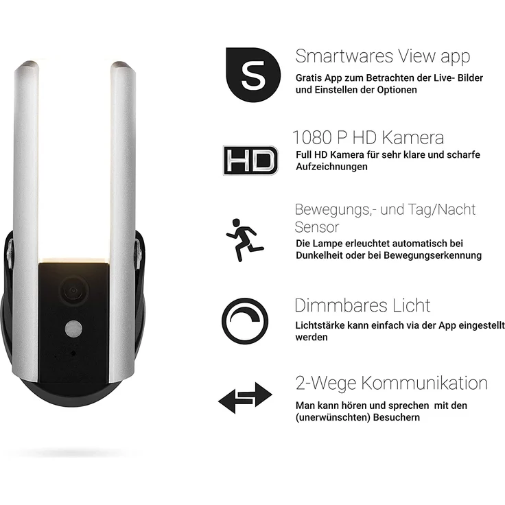 Smartwares Guardian CIP-39901 Außenleuchte mit IP Überwachungskamera und Aufnahmefunktion- App gesteuert – Bild 2