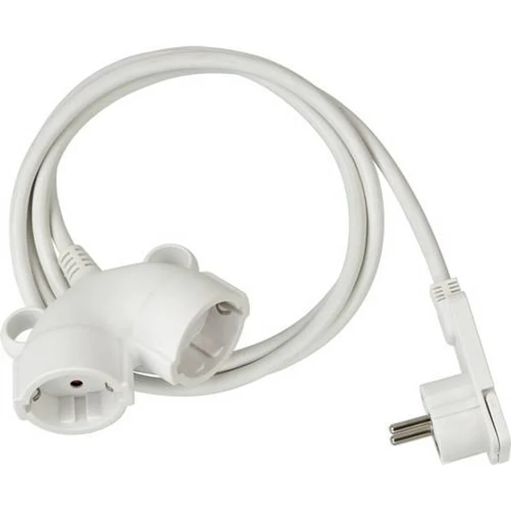 Brennenstuhl Qualitäts-Kunststoff-Verlängerungskabel mit Flachstecker (Verlängerungskabel flach für innen mit 3m Kabel, Strom-Verlängerungskabel mit Doppelsteckdose, 2-fach Verlängerungskabel) weiß