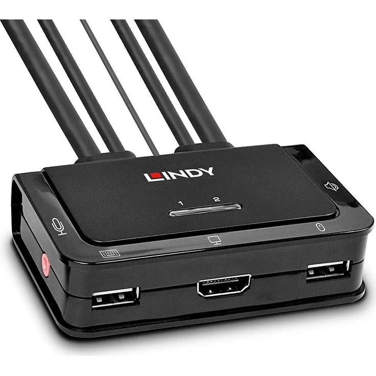 LINDY 2 Port HDMI 2.0, USB 2.0 & Audio Cable KVM Switch