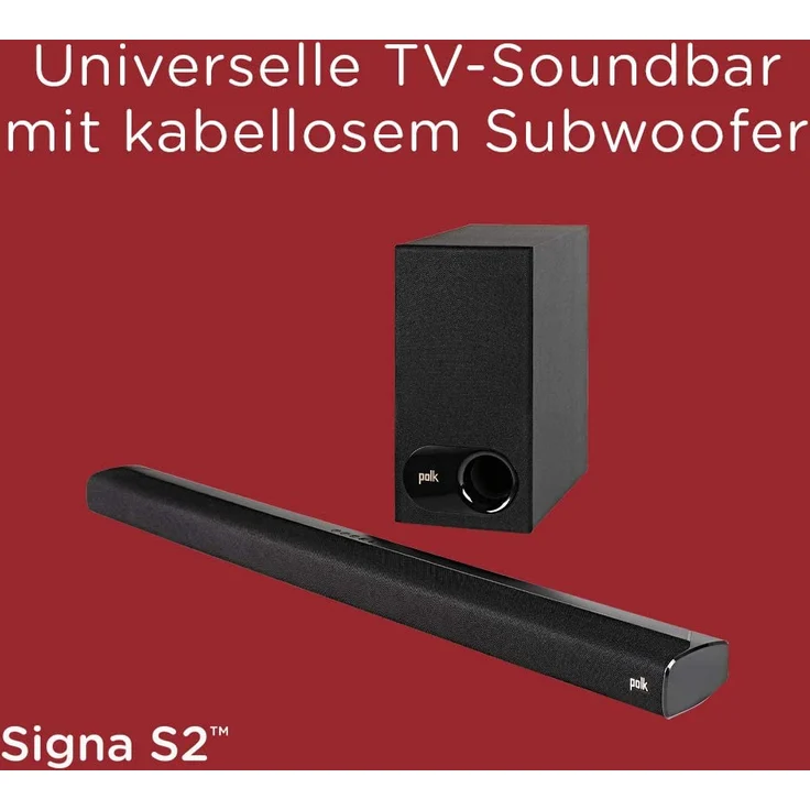 Polk Audio Signa S2 2.1 Soundbar mit Subwoofer, kabellos/kabelgebunden, geeignet für TV, schwarz (2019) – Bild 3