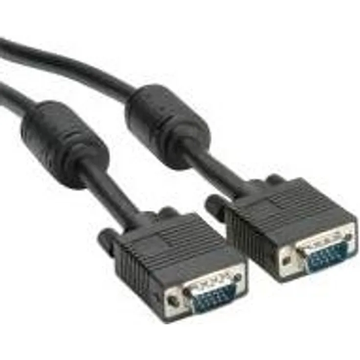ROLINE 11045652 Monitor-Kabel mit Ferritkern und DDC, HD15 Stecker auf Stecker, 2m schwarz