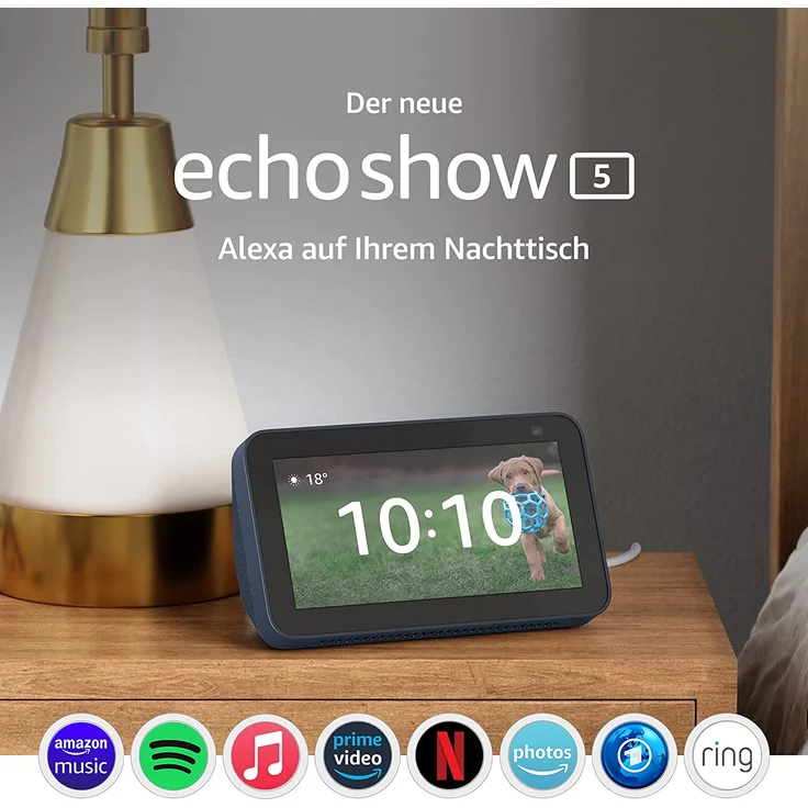 Amazon Echo Show 5 (2. Generation, 2021), Mehr als nur eine Uhr – Smart Display für den Nachttisch, mit Alexa und 2-MP-Kamera, Blau – Bild 2