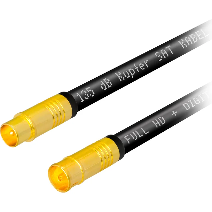 10m Antennenkabel IEC-Stecker und IEC-Buchse Kompressionssteckern CU 135dB SCHWARZ