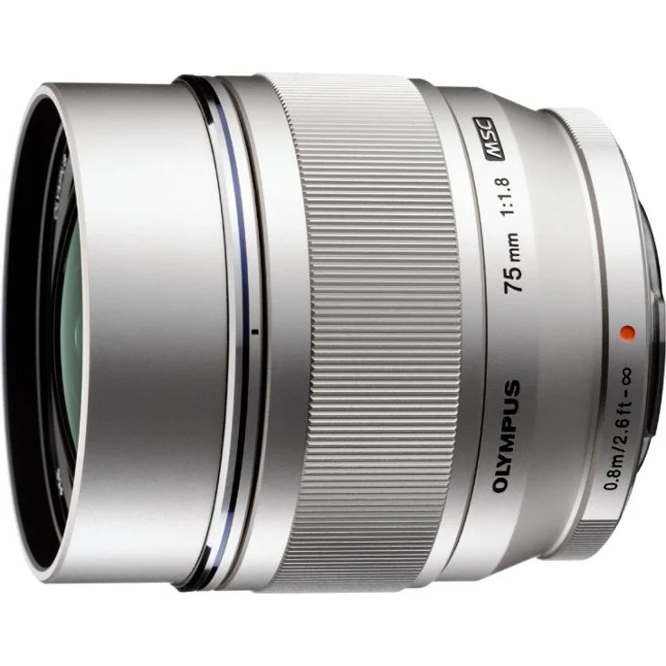 Olympus M.Zuiko Digital ED 75mm F1.8 Objektiv, lichtstarke Festbrennweite, geeignet für alle MFT-Kameras (Olympus OM-D & PEN Modelle, Panasonic G-Serie), silber – Bild 1