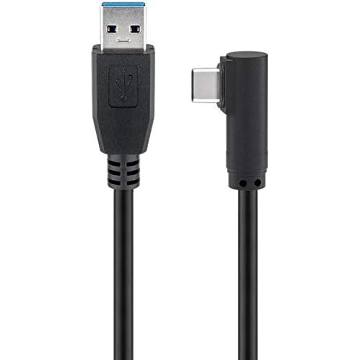 Goobay USB-C(TM) auf USB A 3.0 Kabel 90°, Schwarz, USB-C(TM) auf USB A 3.0 Kabel 90°, Schwarz - USB 3.0-Stecker (Typ A) > USB-C(TM)-Stecker – Bild 1
