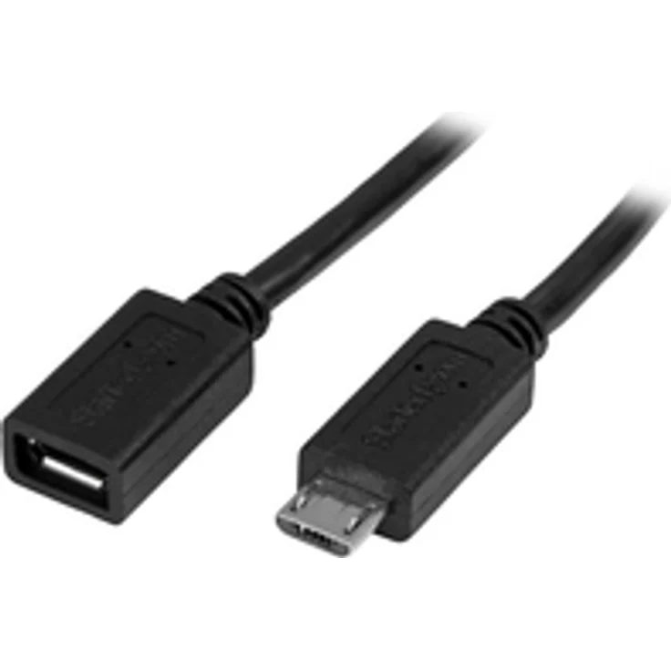 StarTech.com Micro-USB Extension Cable - M/F - USB-Verlängerungskabel - 5-polig Micro-USB Typ B (W) - 5-polig Micro-USB Typ B (M) - 50cm (USB/USB2.0) - Schwarz (USBUBEXT50CM) – Bild 1