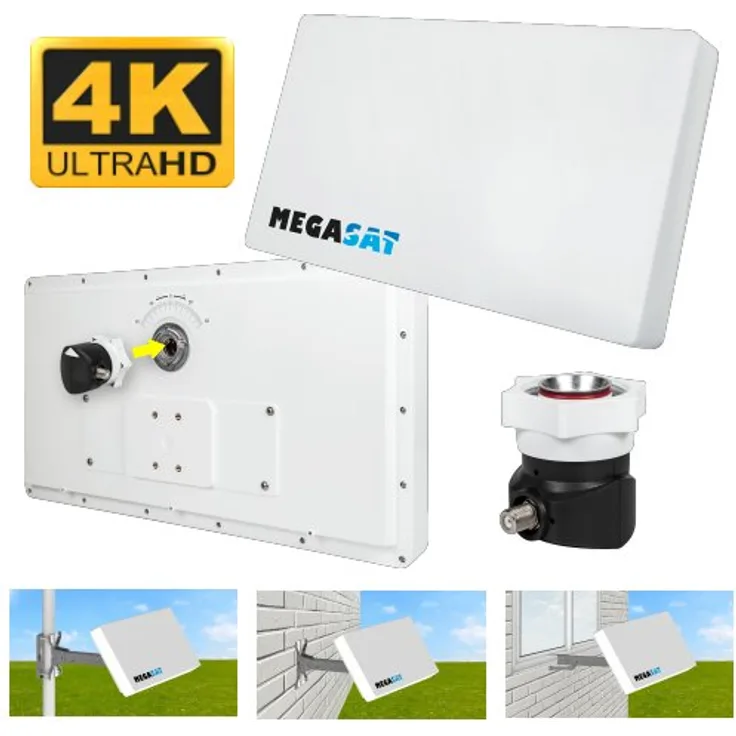 Megasat Flachantenne H30D Single Profi-Line inkl. Fensterhalterung
