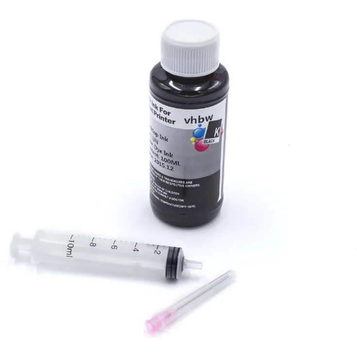 vhbw Nachfülltinte Tinte Black Schwarz 100ml DYE passend für HP, Epson, Canon, Brother, Dell, Samsung, Lexmark, Olivetti, Ricoh, etc..