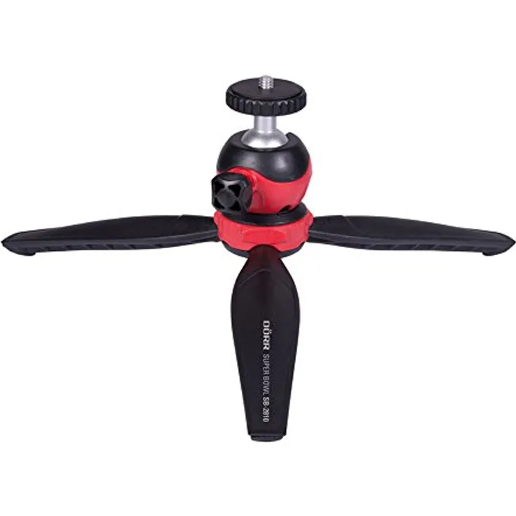 Dörr 380402 Tischstativ Super Bowl SB-2810 mit Kugelkopf (1-4 Zoll) Kameragewinde schwarz-rot