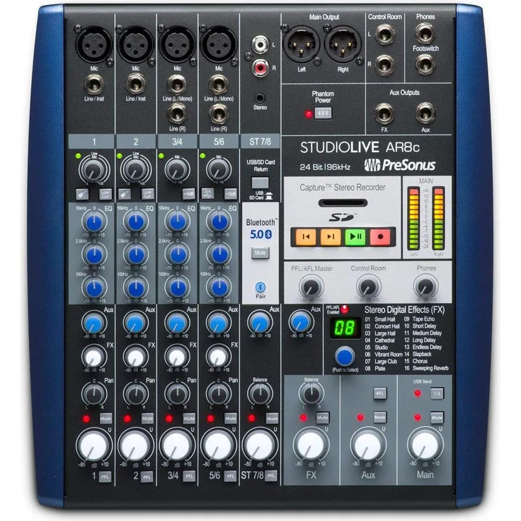 PreSonus StudioLive AR8c 8-Kanaliges USB-C -kompatibles Audio-Interface-Analog-Mischer-Stereo-SD-Recorder