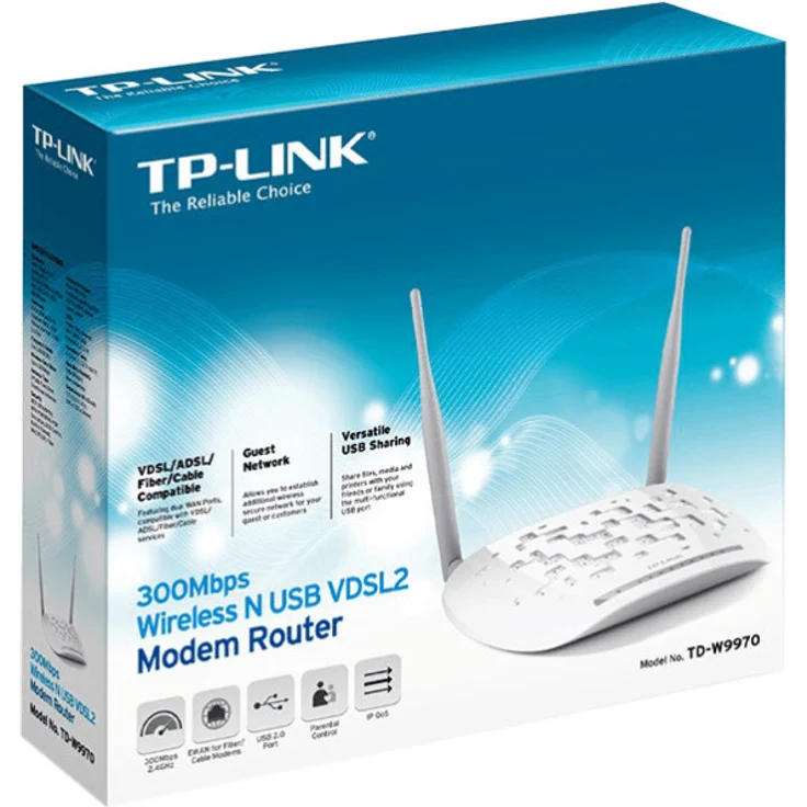 TP-Link TD-W9970 WiFi VDSL-ADSL Router (300Mbit-s (2,4GHz), USB Ports für FTP und Mediaserver, inkl. VDSL Splitter, Annex A, geeignet für Österreich-Schweiz) – Bild 5