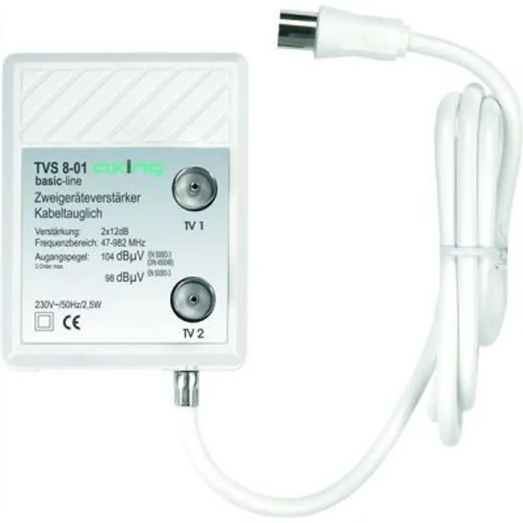 Axing TVS 8-01 Zwei-Geräte-Verstärker 12 dB für TV und Radio Kabelfernsehen DVB-C DVB-T