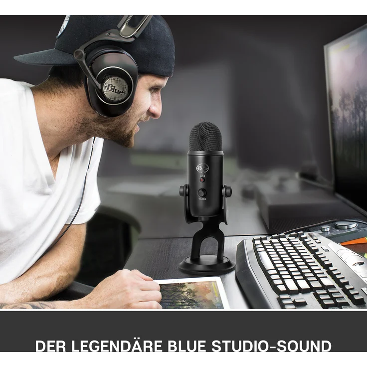 Blue Microphones Yeti USB-Mikrofon (für Aufnahme und Streaming auf PC und Mac, Drei Kondensatorkapseln, Vier Richtcharakteristiken, Kopfhörer-Ausgangs- und Lautstärkesteuerung,Plug und Play) blackout – Bild 6