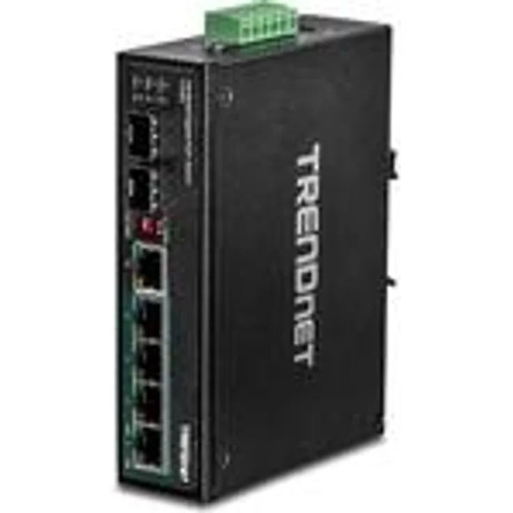 TRENDnet 6-Port-gehärteter industrieller Gigabit-PoE + -Din-Rail-Switch, TI-PG62,4 x Gigabit-PoE + -Ports, 1 x gemeinsamer Gigabit-Port (RJ-45 - SFP), 1 x dedizierter SFP, 120-W-Leistungsbudget, IP30