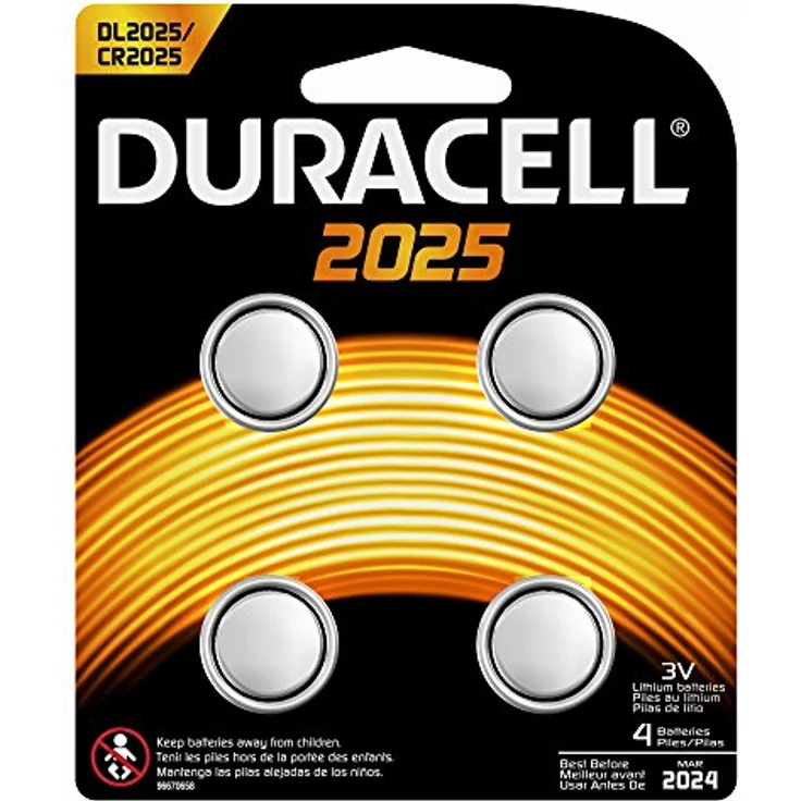 Duracell Specialty 2025 Lithium-Knopfzelle 3 V, 4er-Packung (CR2025 -DL2025) entwickelt für die Verwendung in Schlüsselanhängern, Waagen, Wearables und medizinischen Geräten – Bild 1