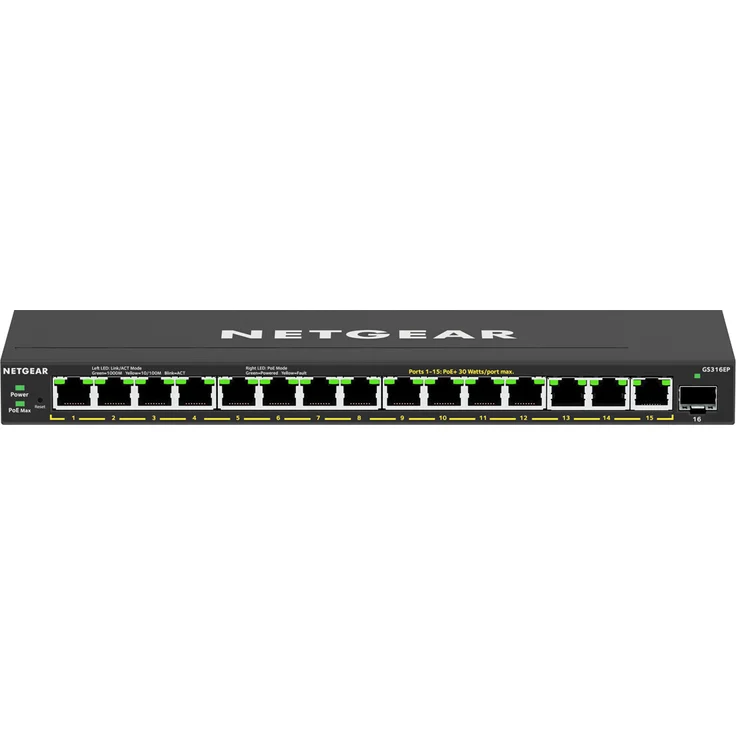 NetGear GS316EP 16-Port PoE+ Gigabit Eth Plus Switch PoE+ 180W, GS316EP-100PES – Bild 1