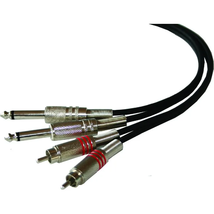 Ibiza sound Kabel 2 x Metallstecker mit Knickschutz auf 2 Klinkenstecker 6,35 mm Mono, 5 m