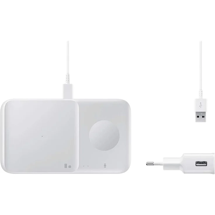 Samsung Wireless Charger Duo EP-P4300T inkl. Ladeadapter, Kombi-Ladegerät für iPhone, Apple Watch, Qi Ladestation, weiß – Bild 1