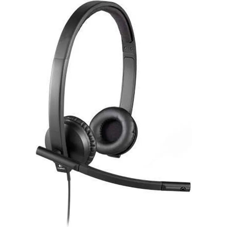 Logitech H570e Kopfhörer mit Mikrofon, Stereo-Headset, Rauschunterdrückung, Lautstärkeregelung und Stummschaltung mit LED-Anzeige am Kabel, Ohrpolster aus Kunstleder, USB-Anschluss, PC-Mac-Laptop