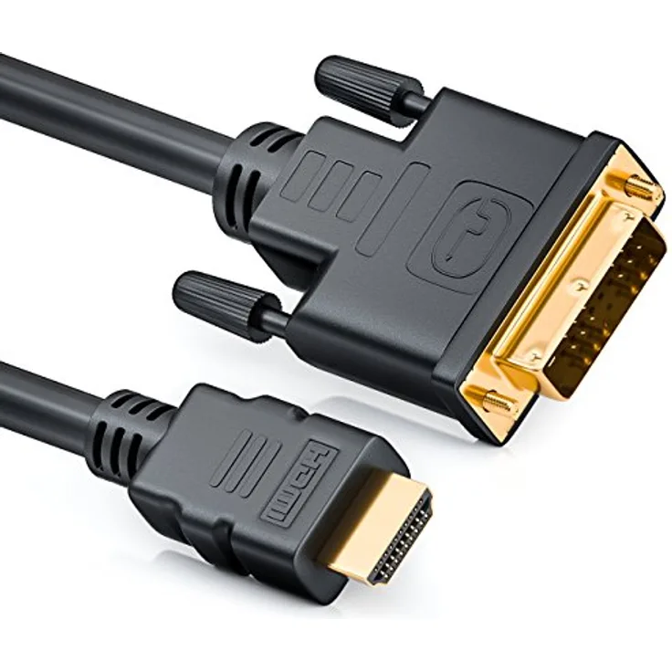 deleyCON 0,5m HDMI zu DVI Kabel DVI-D DVI-I High Speed 3D Ready Adapterkabel 1080p FULL HD HDTV 3D Beamer Laptop Monitor TV PS 4 One 360 – Schwarz