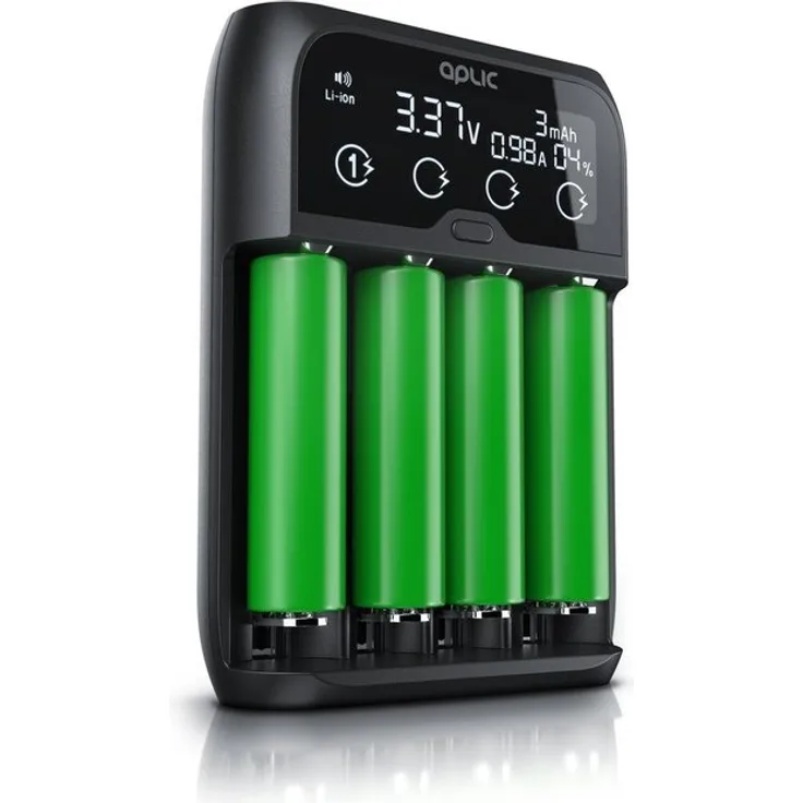 Aplic Universal Akku Ladegerät mit LCD Display »für Li-ion, Ni-MH, Ni-Cd, LiFePo4 Akkus«