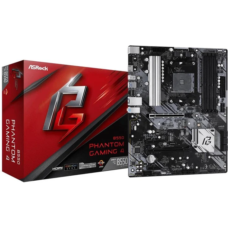 Asrock B550 Phantom Gaming 4 - ATX, AMD B550, Sockel AM4, Dual-channel DDR4 (90-MXBCY0-A0UAYZ) – Bild 1