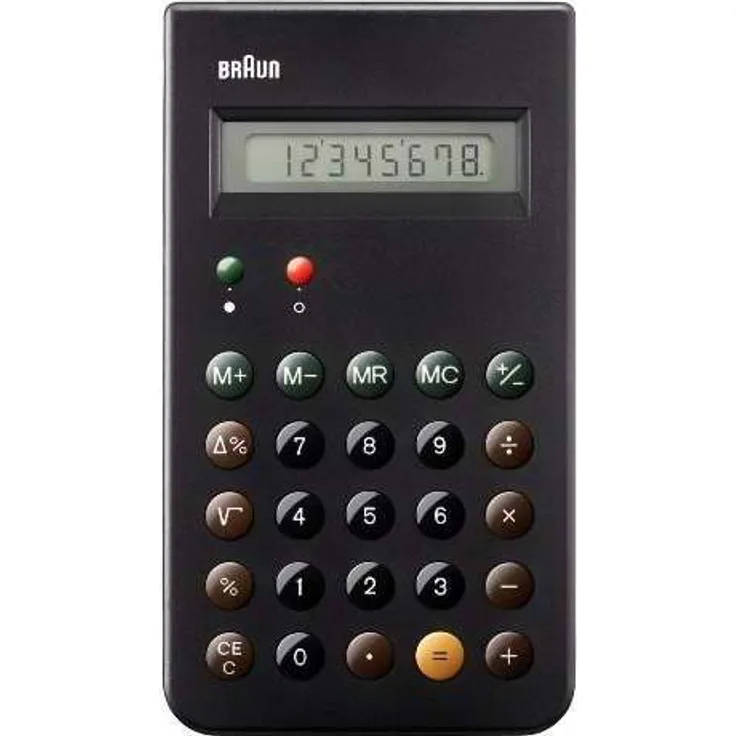 BRAUN BNE 001 BK KULT-TASCHENRECHNER, DIETER RAMS, 8 STELLIGES LCD-DISPLAY INKLUSIVE HARTSCHALEN-SCHIEBECOVER,SCHWARTZ
