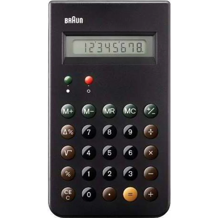 BRAUN BNE 001 BK KULT-TASCHENRECHNER, DIETER RAMS, 8 STELLIGES LCD-DISPLAY INKLUSIVE HARTSCHALEN-SCHIEBECOVER,SCHWARTZ – Bild 1