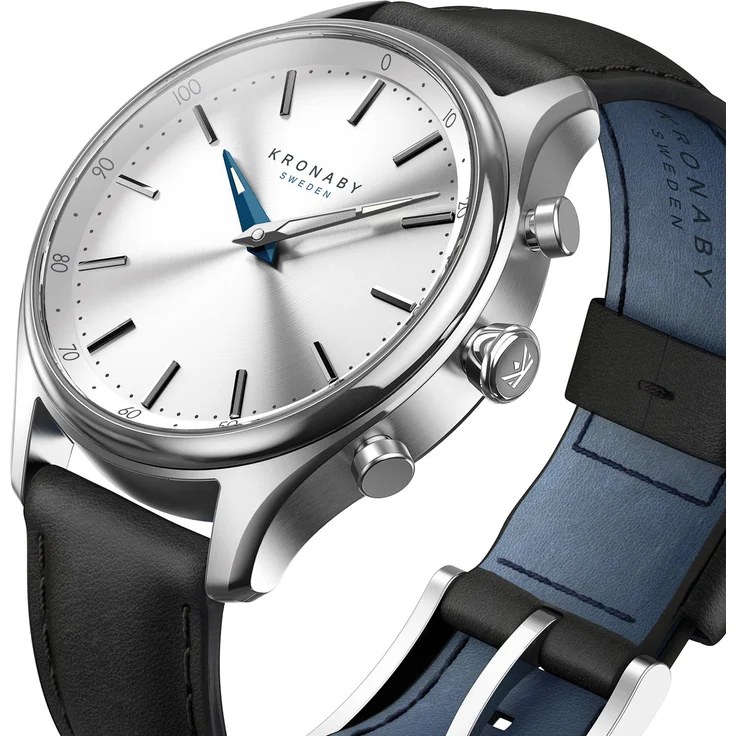 KRONABY Sekel Connected Watch A1000-0657 Hybrid-Smartwatch Unisex, 38mm, Edelstahlgehäuse, Schwarz/Silber – Bild 2