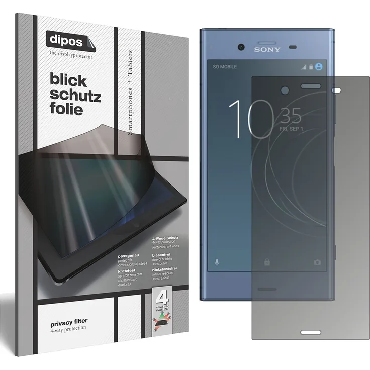Sony Xperia XZ1 Schutzfolie Blickschutzfolie - Privacy Filter Displayschutzfolie mit AntiReflex Effekt