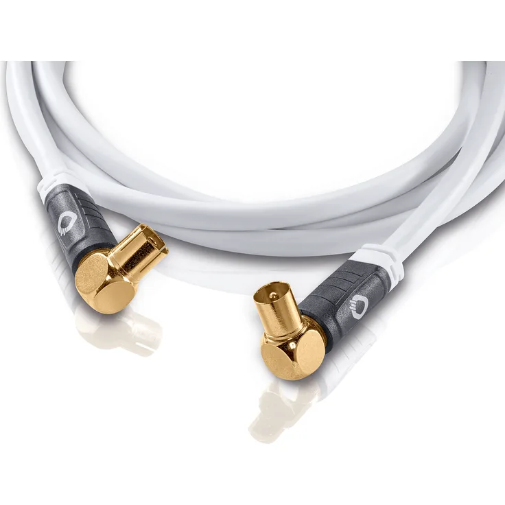 Oehlbach Transmission Edge - abgewinkeltes 90 Grad Antennenkabel (HDTV UltraHD 4K, hochwertige 4-fach Schirmung) weiß