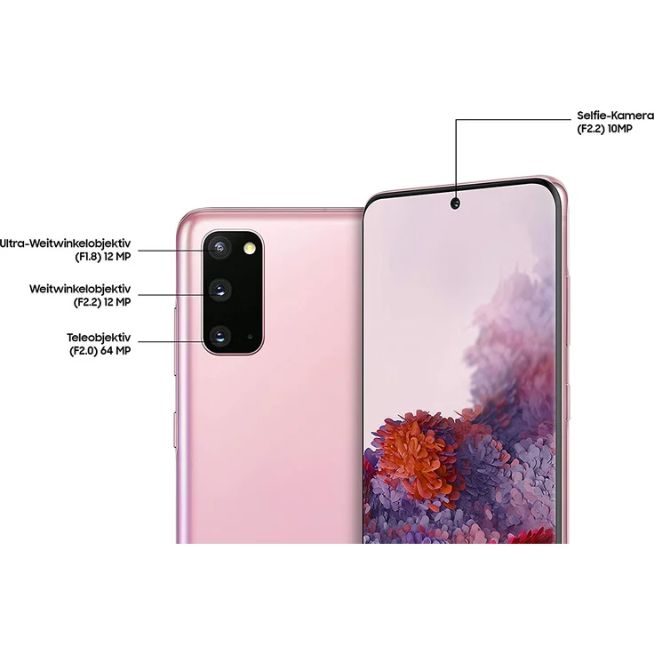 Samsung Galaxy S20 Smartphone 15,75cm (6,2 Zoll) AMOLED-Display, 128GB interner Speicher, 8GB RAM, Dual-SIM, Android, Cloud Pink – Bild 6