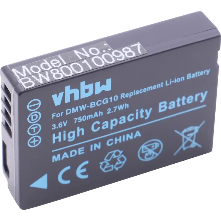 vhbw Li-Ion Akku 750mAh (3.6V) für Kamera Camcorder Video Panasonic Lumix DMC-TZ25, DMC-TZ30, DMC-TZ31, DMC-TZ36, DMC-TZ6 wie DMW-BCG10E, DMW-BCG10.