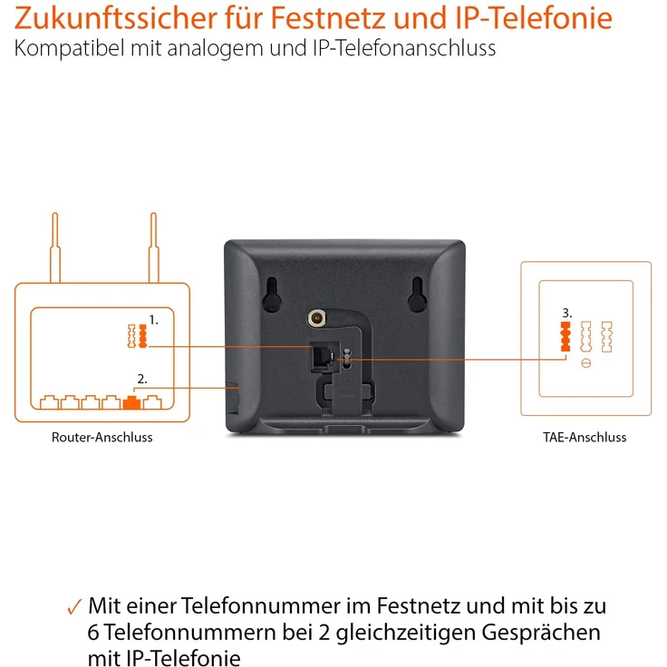 Gigaset GO-Box 100 DECT Basisstation, Verbindung analog über TAE-Anschluss oder per LAN-Kabel an Ihrem Router, kompatibel mit 6 Gigaset Mobilteilen, schwarz – Bild 6