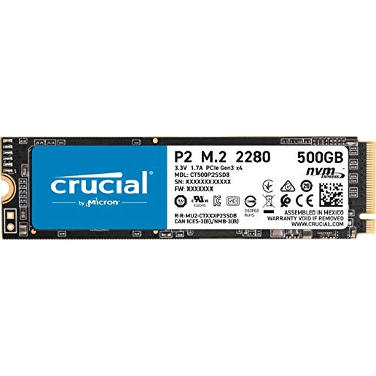Crucial P2 - Solid-State-Disk - 500 GB - intern - M.2 2280 - PCI Express 3.0 x4 (NVMe) (CT500P2SSD8)
