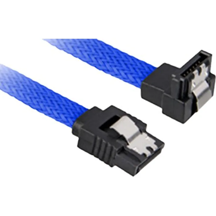 Sharkoon - SATA-Kabel - Serial ATA 150/300/600 - 7-poliges SATA (W) - 7-poliges SATA (W) - 60cm - 90-Grad-Anschluss, verriegelt - Blau (4044951016587)