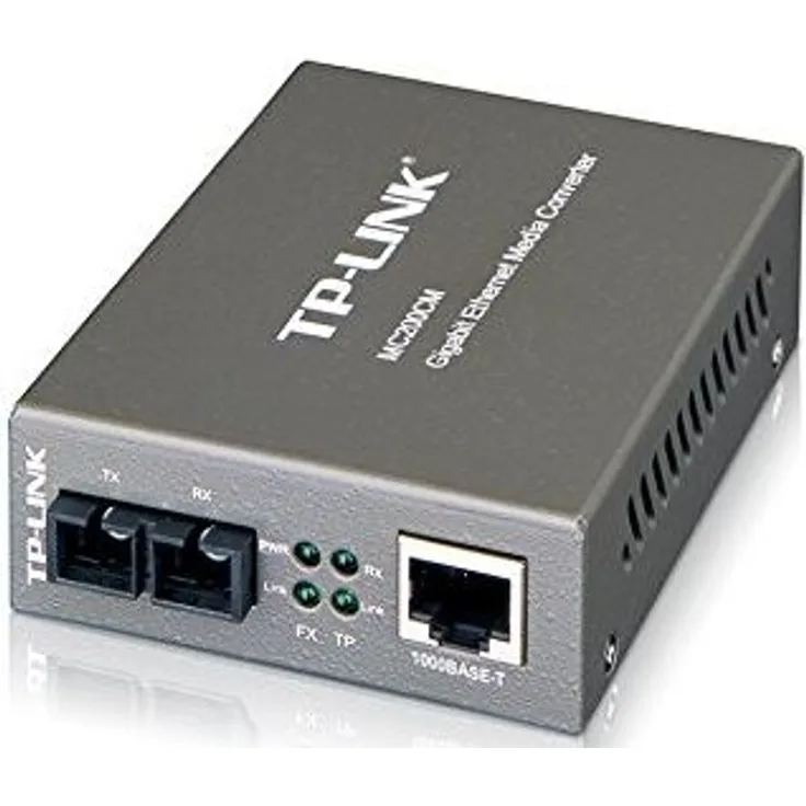 TP-Link MC200CM Gigabit Ethernet Medienkonverter (1000 Mbit-s, Multimode Fiber, 802.3ab, 802.3z, bis zu 0,55 Km) schwarz metallic