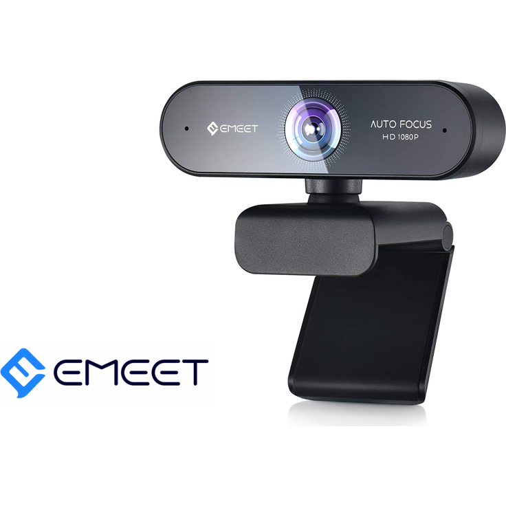 eMeet Nova HD Webcam (2 AI Array Mikrofone inklusive Echo- und Geräuschunterdrückung - automatische Lichtkorrektur - Universalclip und Tripod-kompatibel - 1080p bei 30 FPS - 360° drehbar) (EMNOVABLKDE)