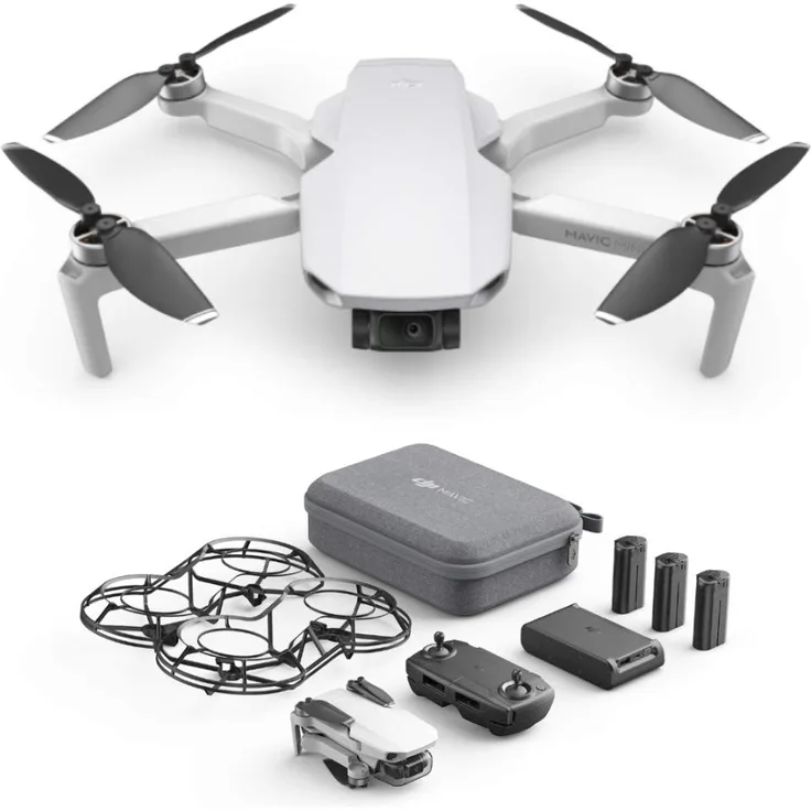 DJI Mavic Mini Fly More Combo (EU) – Drohne und Zubehör Kit, leicht und tragbar, Flugzeit: 30 Min, Übertragungsentfernung: 2 km HD-Videoübertragung, 3-Achsen-Gimbal, 12 MP, HD-Video 2,7 K