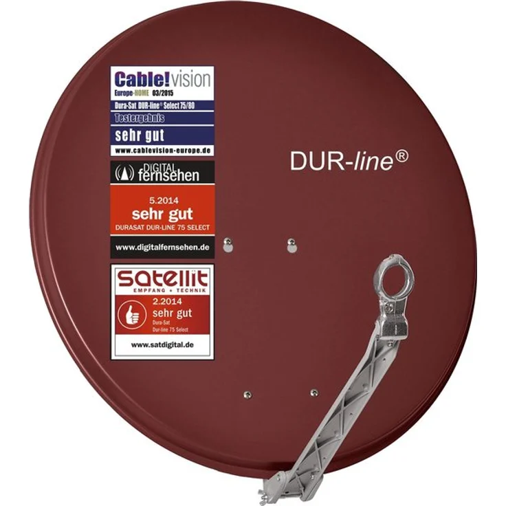 DUR-line Select 75/80cm Rot Satelliten-Schüssel - 3 x Test + Sehr gut + Aluminium Sat-Spiegel – Bild 1