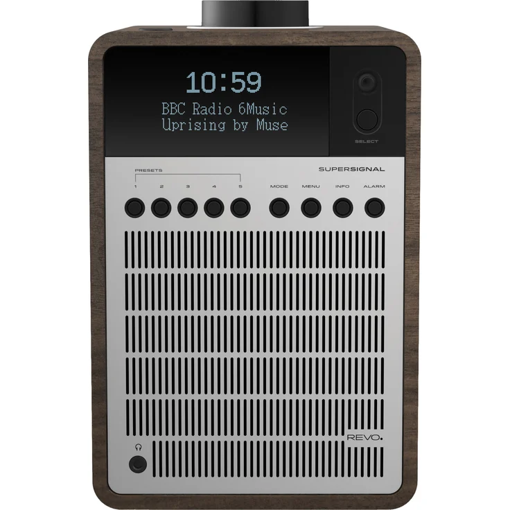 Revo SuperSignal DAB+-DAB-UKW Radio (DAB+-DAB-UKW,Bluetooth aptX,Aux In,Cinch-Out,Kopfhörer Ausgang,Fernbedienung,inkl. Netzteil) Walnuß-Schwarz